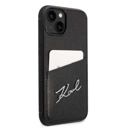 Hülle für Apple iPhone 14 Plus, Karl Lagerfeld, Cardslots Signature Logo, Schwarz