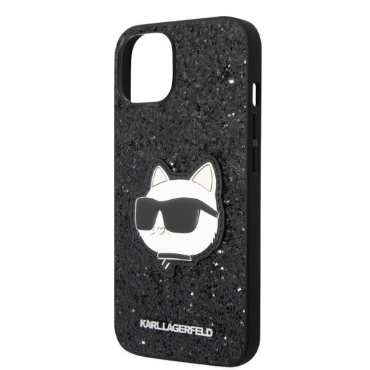 Hülle für Apple iPhone 14 Plus, Karl Lagerfeld, Glitter Choupette Patch, Schwarz