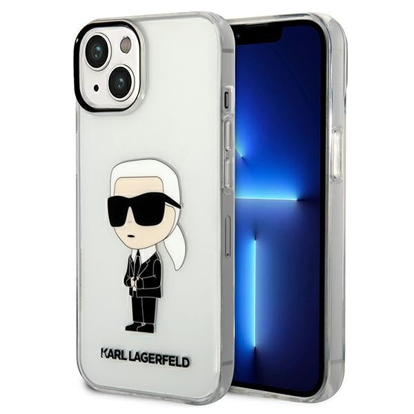 Hülle für Apple iPhone 14 Plus, Karl Lagerfeld, Ikonik Karl, Transparent