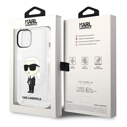 Hülle für Apple iPhone 14 Plus, Karl Lagerfeld, Ikonik Karl, Transparent