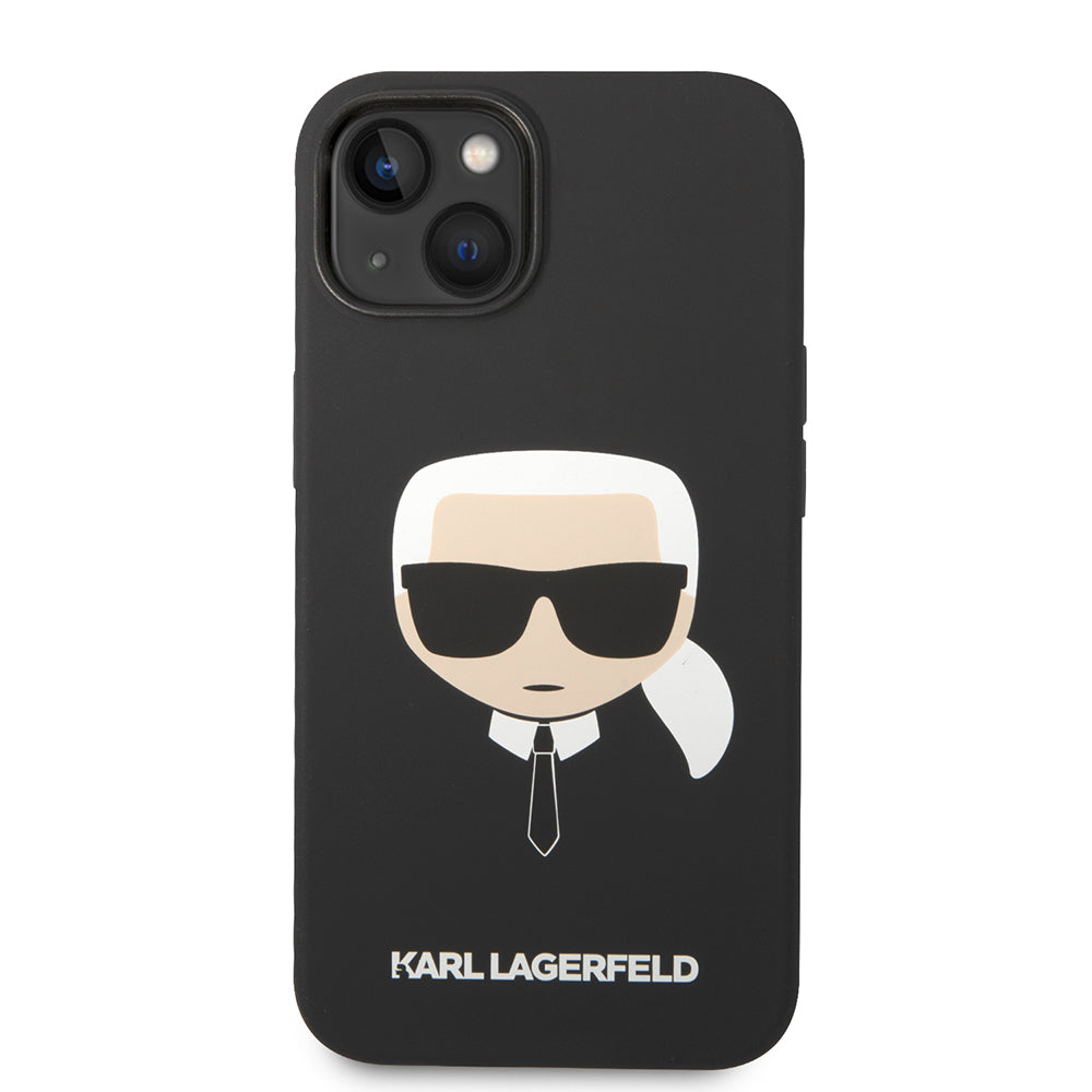 Hülle für Apple iPhone 14 Plus, Karl Lagerfeld, Silicone Karl's Head, Schwarz