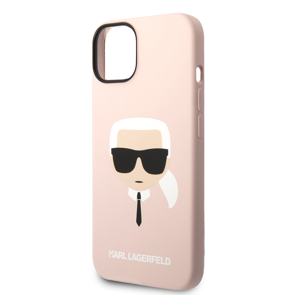 Hülle für Apple iPhone 14 Plus, Karl Lagerfeld, Silicone Karl's Head, Rosa