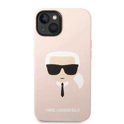 Hülle für Apple iPhone 14 Plus, Karl Lagerfeld, Silicone Karl's Head, Rosa