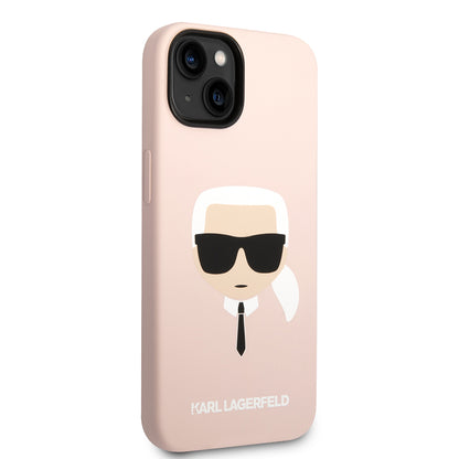 Hülle für Apple iPhone 14 Plus, Karl Lagerfeld, Silicone Karl's Head, Rosa