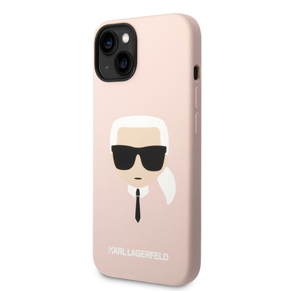Hülle für Apple iPhone 14 Plus, Karl Lagerfeld, Silicone Karl's Head, Rosa