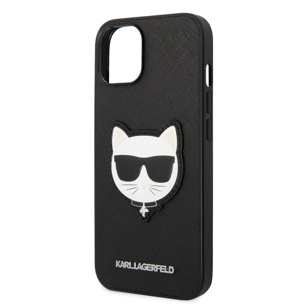 Hülle für Apple iPhone 14 Plus, Karl Lagerfeld, Saffiano Choupette's Head, Schwarz