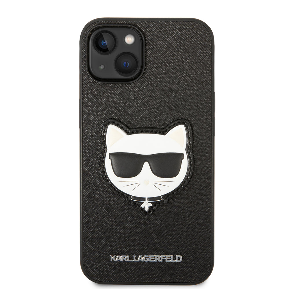 Hülle für Apple iPhone 14 Plus, Karl Lagerfeld, Saffiano Choupette's Head, Schwarz