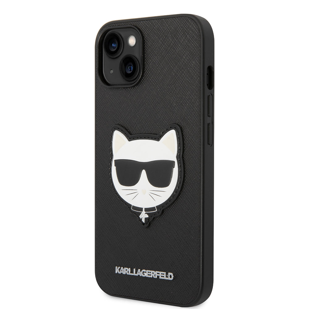 Hülle für Apple iPhone 14 Plus, Karl Lagerfeld, Saffiano Choupette's Head, Schwarz