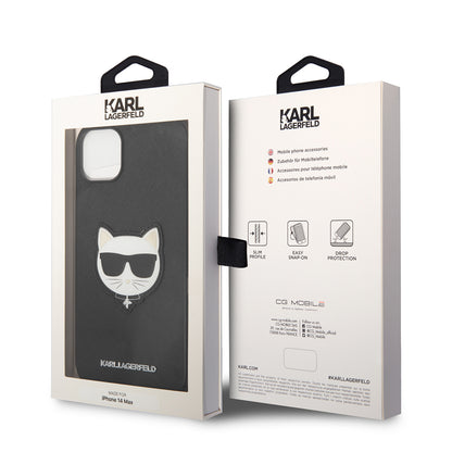 Hülle für Apple iPhone 14 Plus, Karl Lagerfeld, Saffiano Choupette's Head, Schwarz