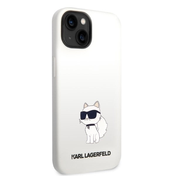 Hülle für Apple iPhone 14 Plus, Karl Lagerfeld, Silicone Choupette, Weiß
