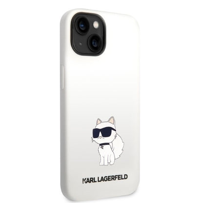 Hülle für Apple iPhone 14 Plus, Karl Lagerfeld, Silicone Choupette, Weiß
