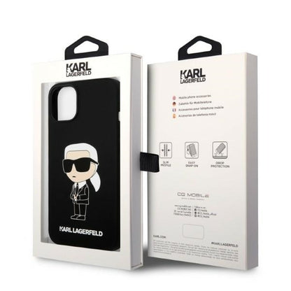 Hülle für Apple iPhone 14 Plus, Karl Lagerfeld, Silicone Ikonik Karl, Schwarz
