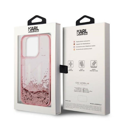 Case for Apple iPhone 14 Pro, Karl Lagerfeld, Glitter Liquid Big KL, Pink