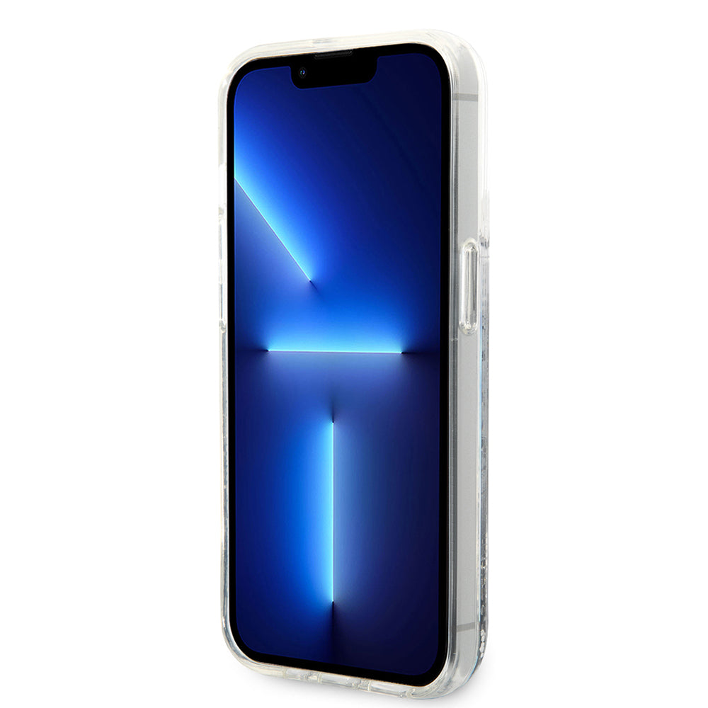 Hülle für Apple iPhone 14 Pro, Karl Lagerfeld, Liquid Glitter RSG, Silbern