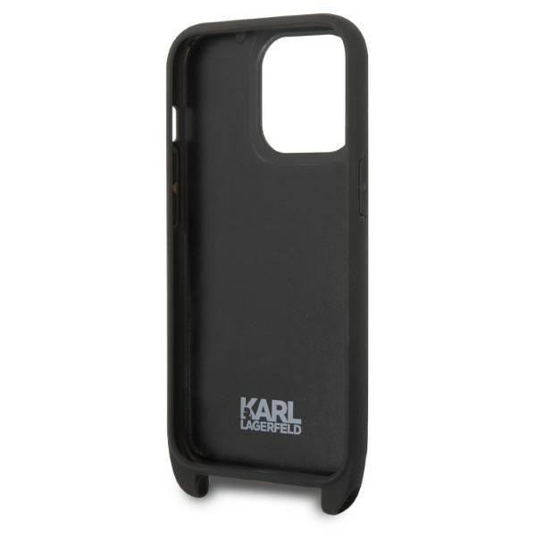 Hülle für Apple iPhone 14 Pro, Karl Lagerfeld, Monogram Ikonik Karl, Schwarz