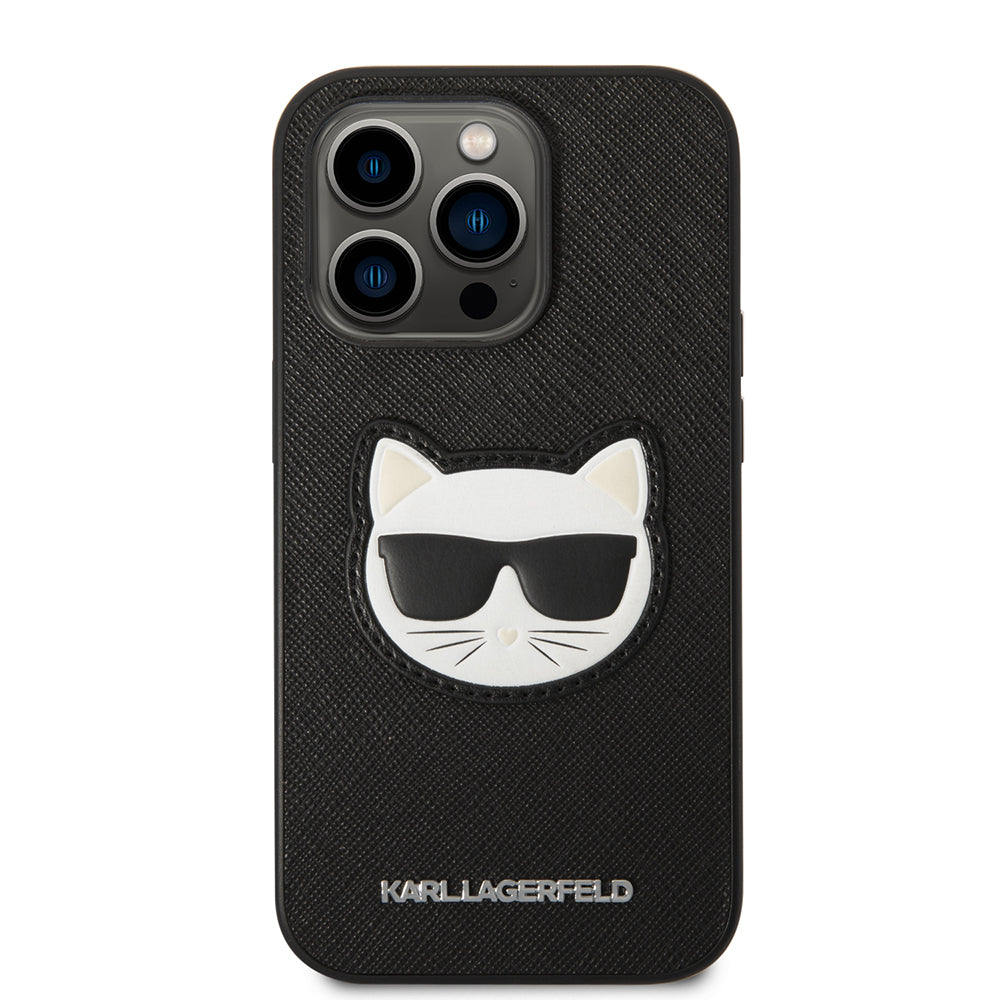 Hülle für Apple iPhone 14 Pro, Karl Lagerfeld, Saffiano Choupette's Head, Schwarz