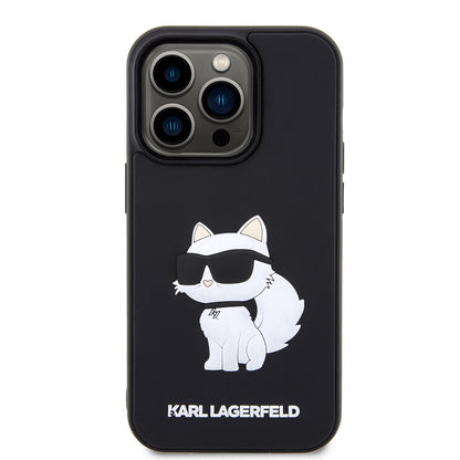 Hülle für Apple iPhone 14 Pro Max, Karl Lagerfeld, 3D Rubber Choupette, Schwarz