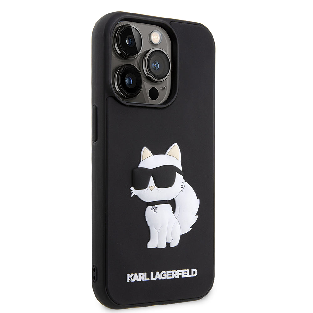 Hülle für Apple iPhone 14 Pro Max, Karl Lagerfeld, 3D Rubber Choupette, Schwarz