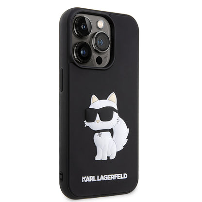 Hülle für Apple iPhone 14 Pro Max, Karl Lagerfeld, 3D Rubber Choupette, Schwarz