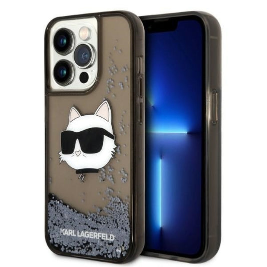 Case for Apple iPhone 14 Pro Max, Karl Lagerfeld, Glitter Choupette's Head, Black