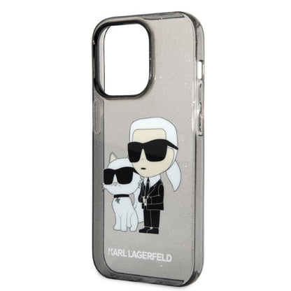 Hülle für Apple iPhone 14 Pro Max, Karl Lagerfeld, Glitter Karl & Choupette, Schwarz
