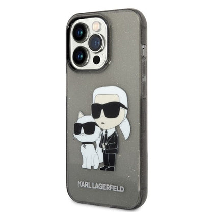 Hülle für Apple iPhone 14 Pro Max, Karl Lagerfeld, Glitter Karl & Choupette, Schwarz
