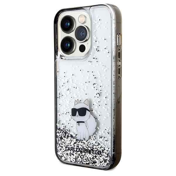 Hülle für Apple iPhone 14 Pro Max, Karl Lagerfeld, Liquid Glitter Choupette, Transparent