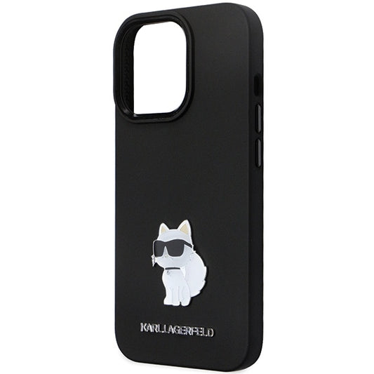 Hülle für Apple iPhone 14 Pro Max, Karl Lagerfeld, Silicone Choupette Metal, Schwarz