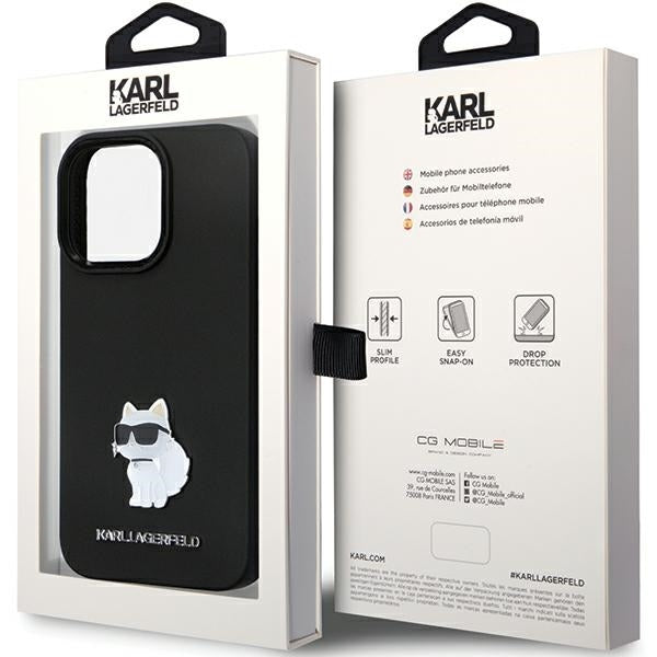 Case for Apple iPhone 14 Pro Max, Karl Lagerfeld, Silicone Choupette Metal, Black
