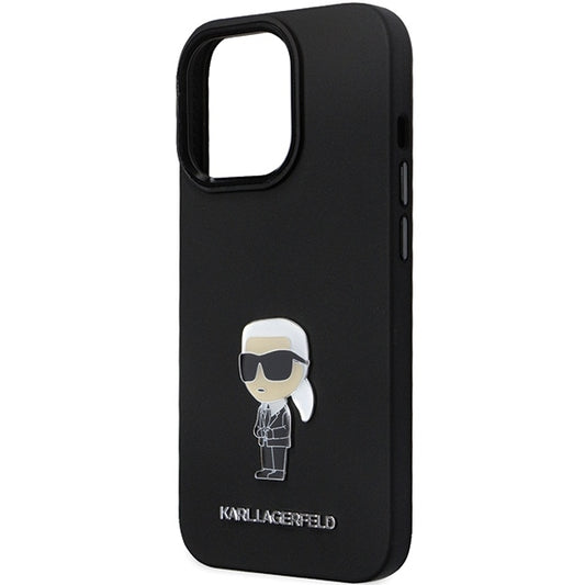 Case for Apple iPhone 14 Pro Max, Karl Lagerfeld, Silicone Ikonik Karl Metal, Black