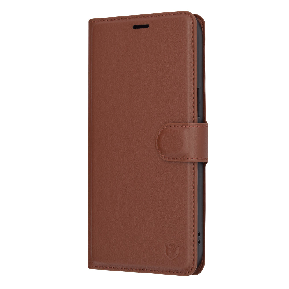 Hülle für Apple iPhone 14 Pro Max, Techsuit, Leder-Folio, Braun