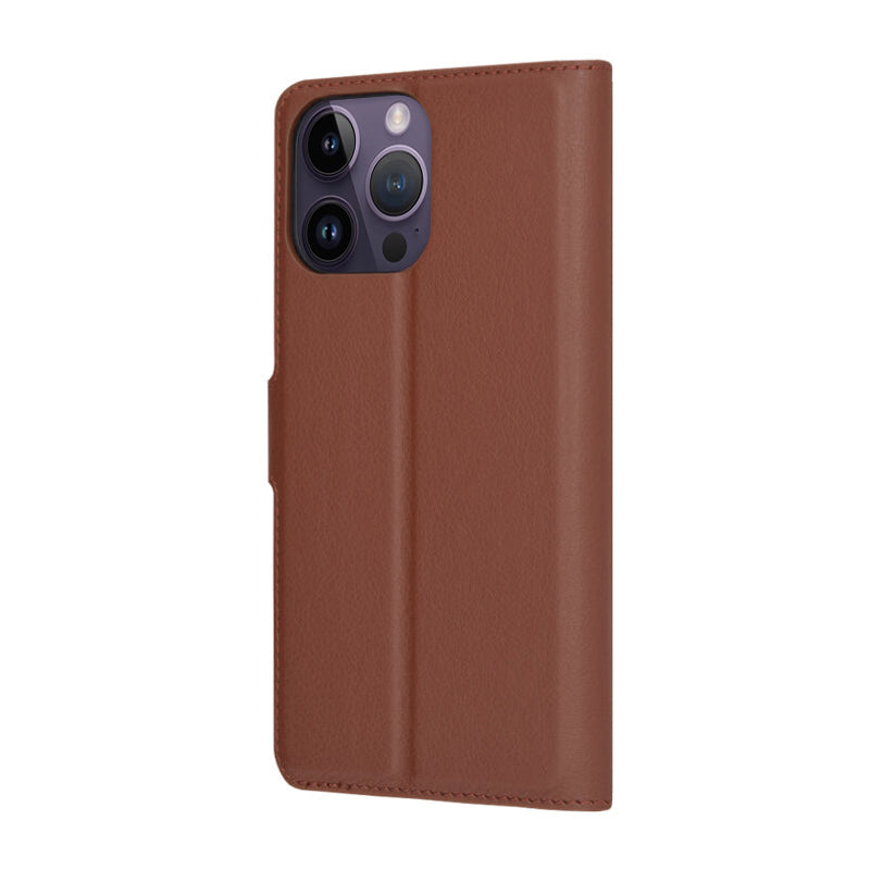Hülle für Apple iPhone 14 Pro Max, Techsuit, Leder-Folio, Braun