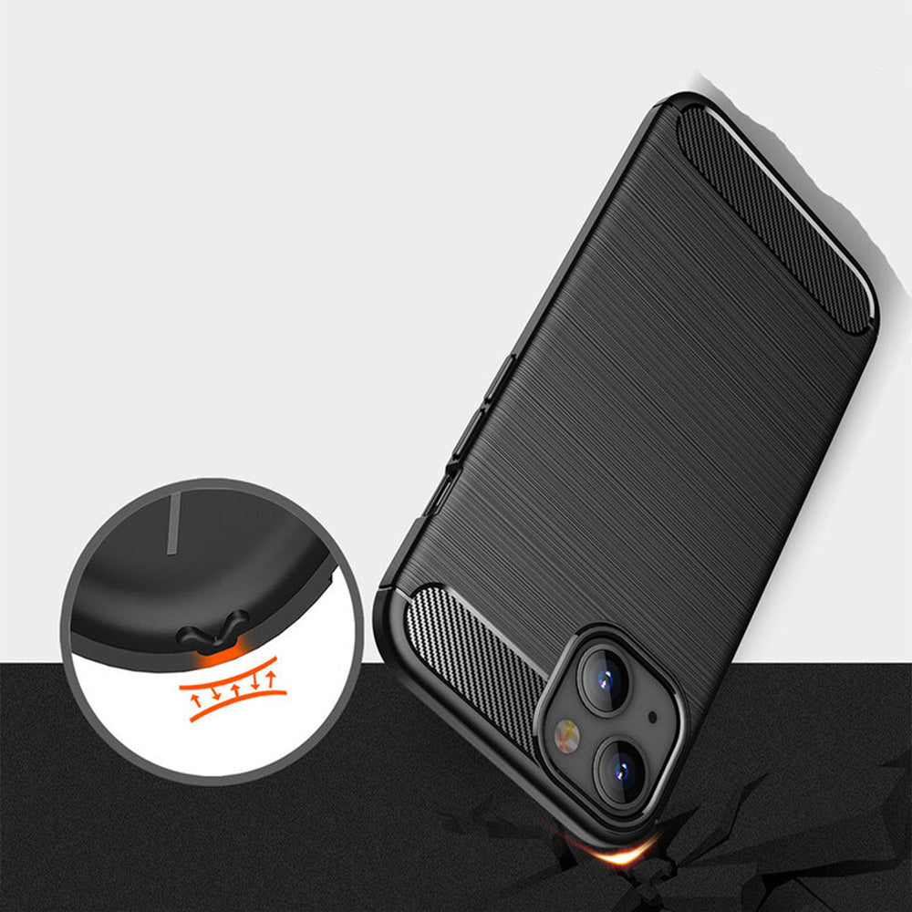 Hülle für Apple iPhone 14, Techsuit, Carbon, Schwarz