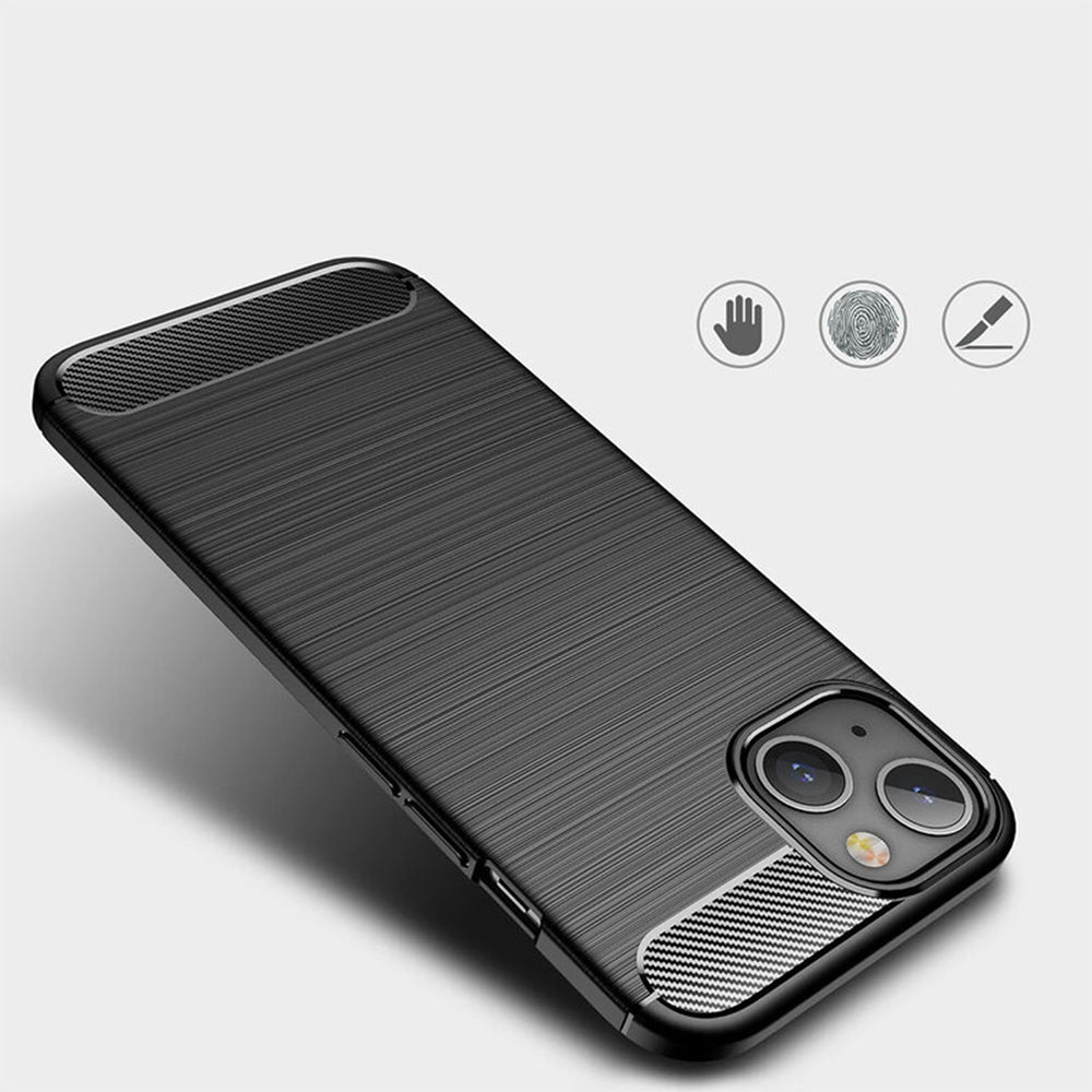 Hülle für Apple iPhone 14, Techsuit, Carbon, Schwarz