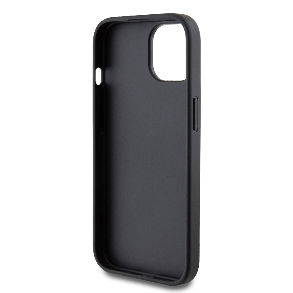 Hülle für Apple iPhone 15, Guess, 4G Metal Gold Logo, Grau