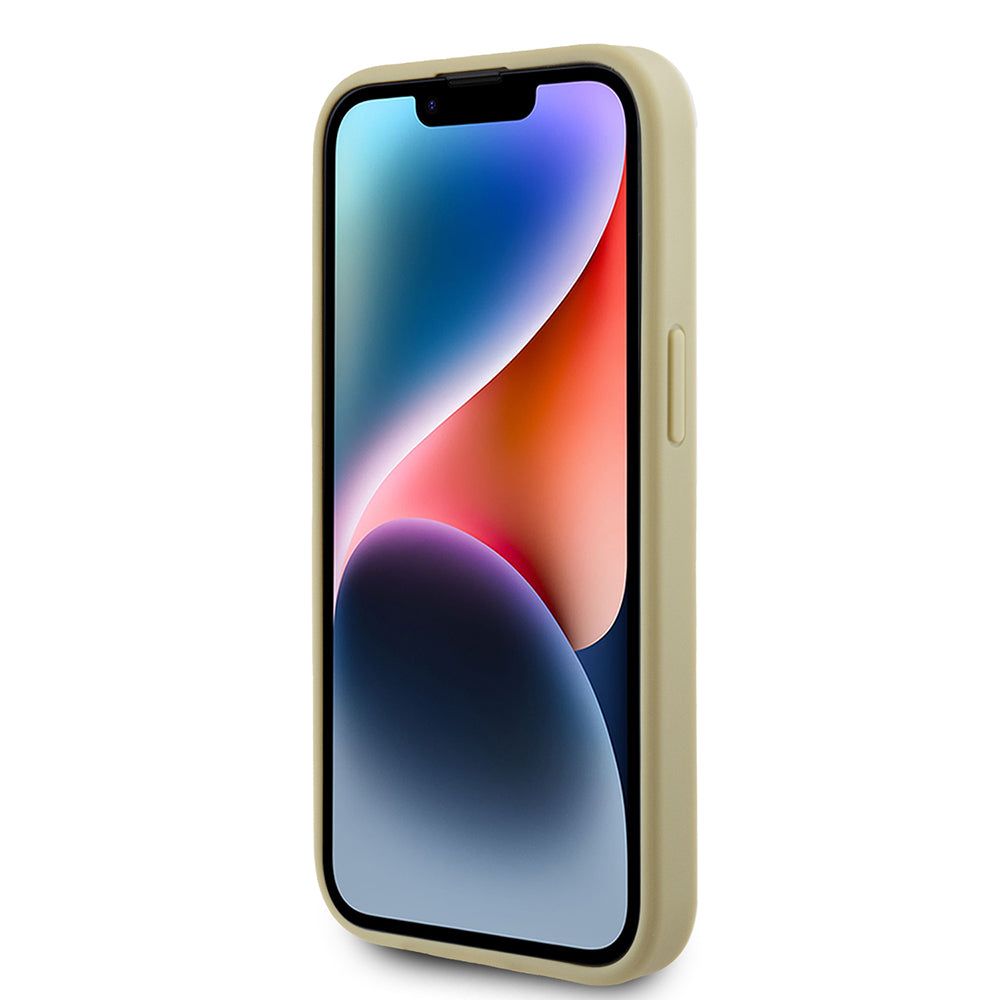 Hülle für Apple iPhone 15, Guess, Glitter Big 4G Script, Gold