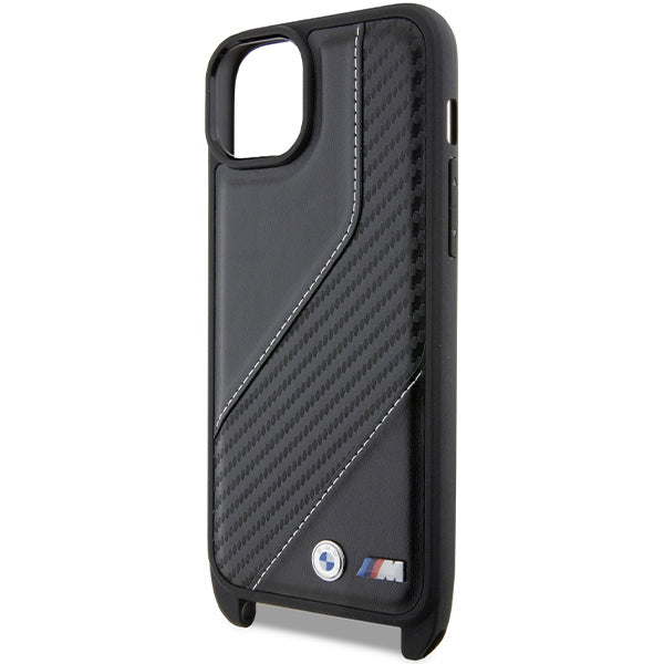 Hülle für Apple iPhone 15 Plus, BMW, M Edition Carbon Stripe & Strap, Schwarz
