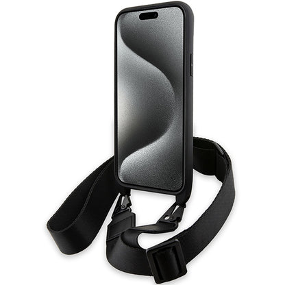 Hülle für Apple iPhone 15 Plus, BMW, M Edition Carbon Stripe & Strap, Schwarz