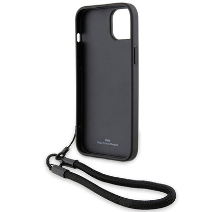 Hülle für Apple iPhone 15 Plus, BMW, Signature Wordmark Cord, Schwarz