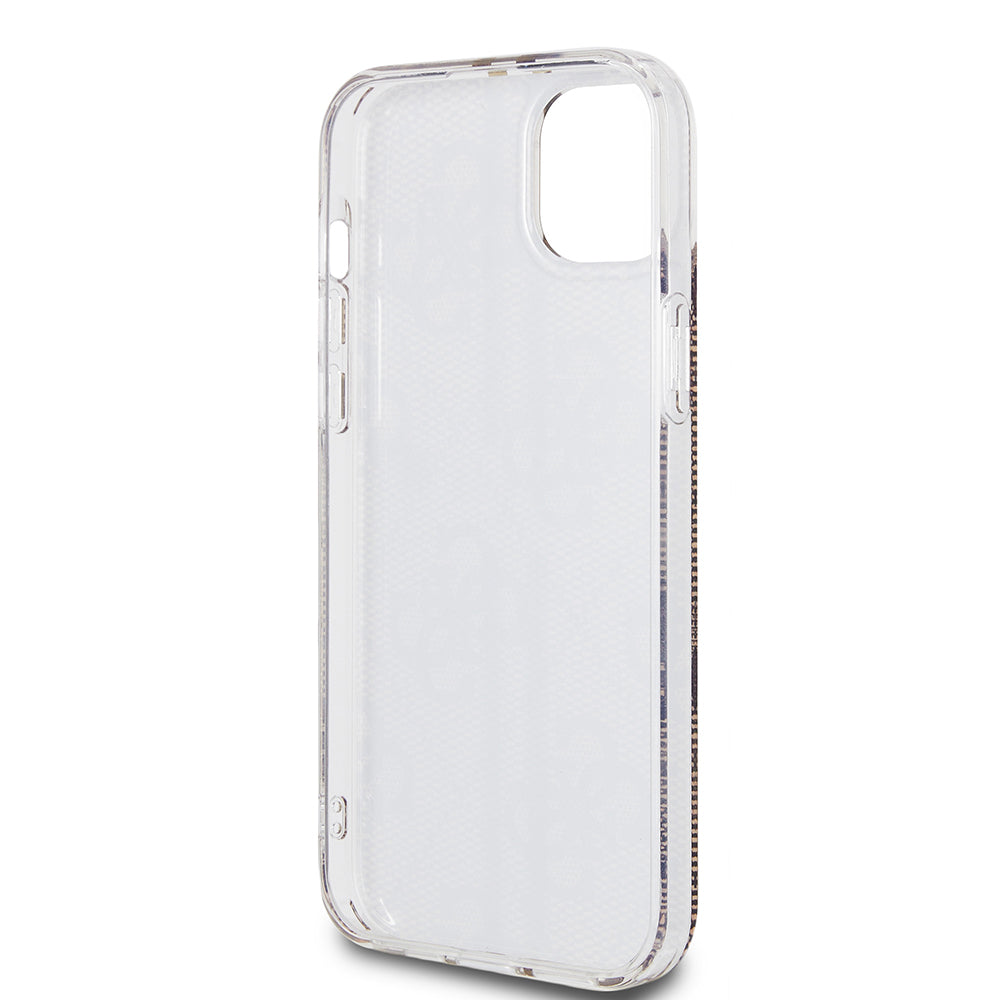 Hülle für Apple iPhone 15 Plus, Guess, IML 4G Gold Stripe, Braun