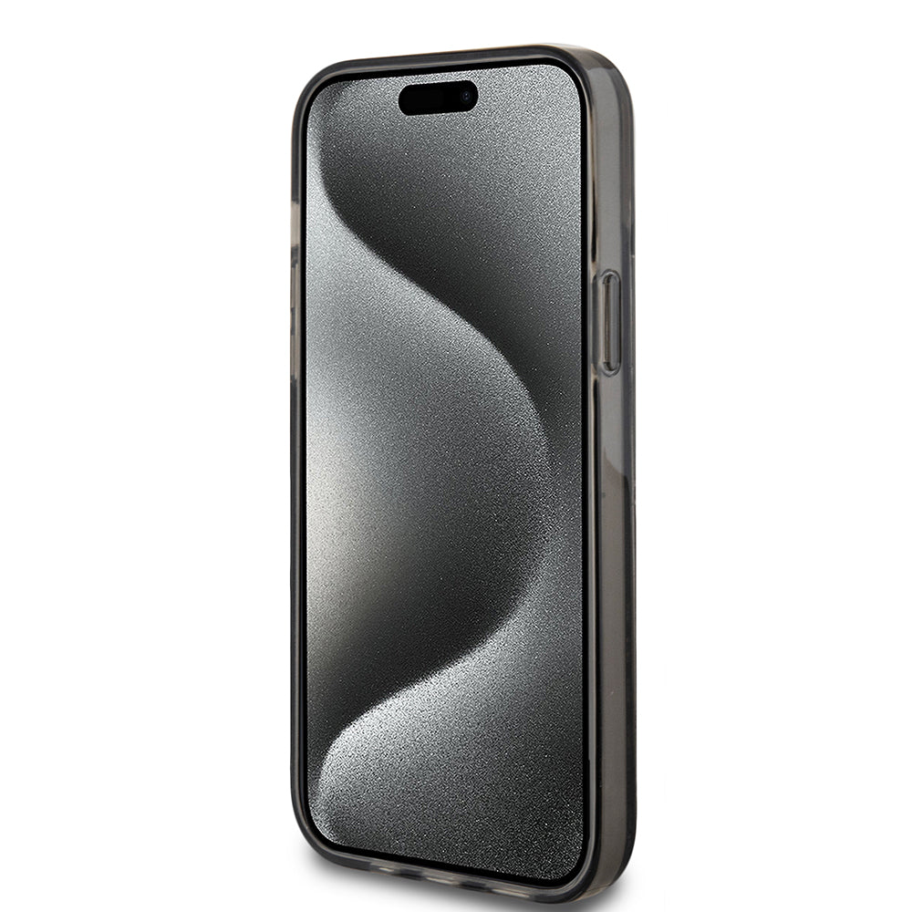 Case for Apple iPhone 15 Plus, Guess, Liquid Glitter Gold Stripes, Black