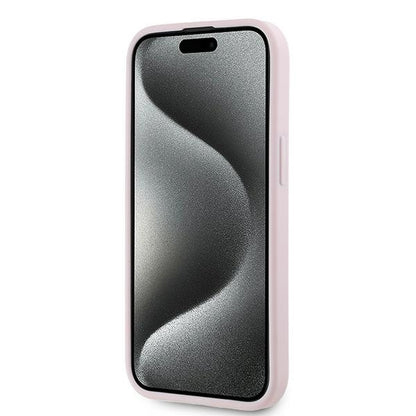 Hülle für Apple iPhone 15 Plus, Karl Lagerfeld, Diagonal Quilted Script, Rosa