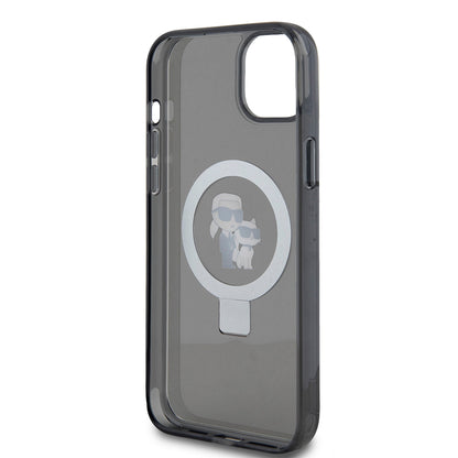 Hülle für Apple iPhone 15 Plus, Karl Lagerfeld, Ringstand Karl & Choupette, Schwarz