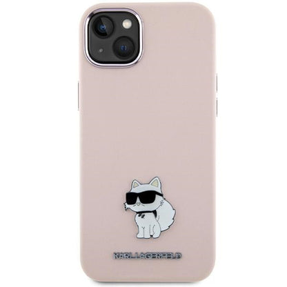 Hülle für Apple iPhone 15 Plus, Karl Lagerfeld, Silicone Choupette Metal, Rosa