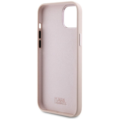 Hülle für Apple iPhone 15 Plus, Karl Lagerfeld, Silicone Choupette Metal, Rosa