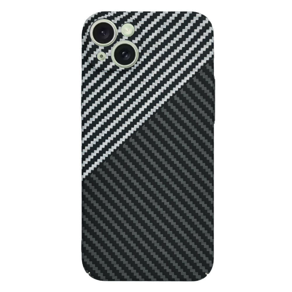 Hülle für Apple iPhone 15 Plus, Techsuit, Carbonite FiberShell, Schwarz Grau