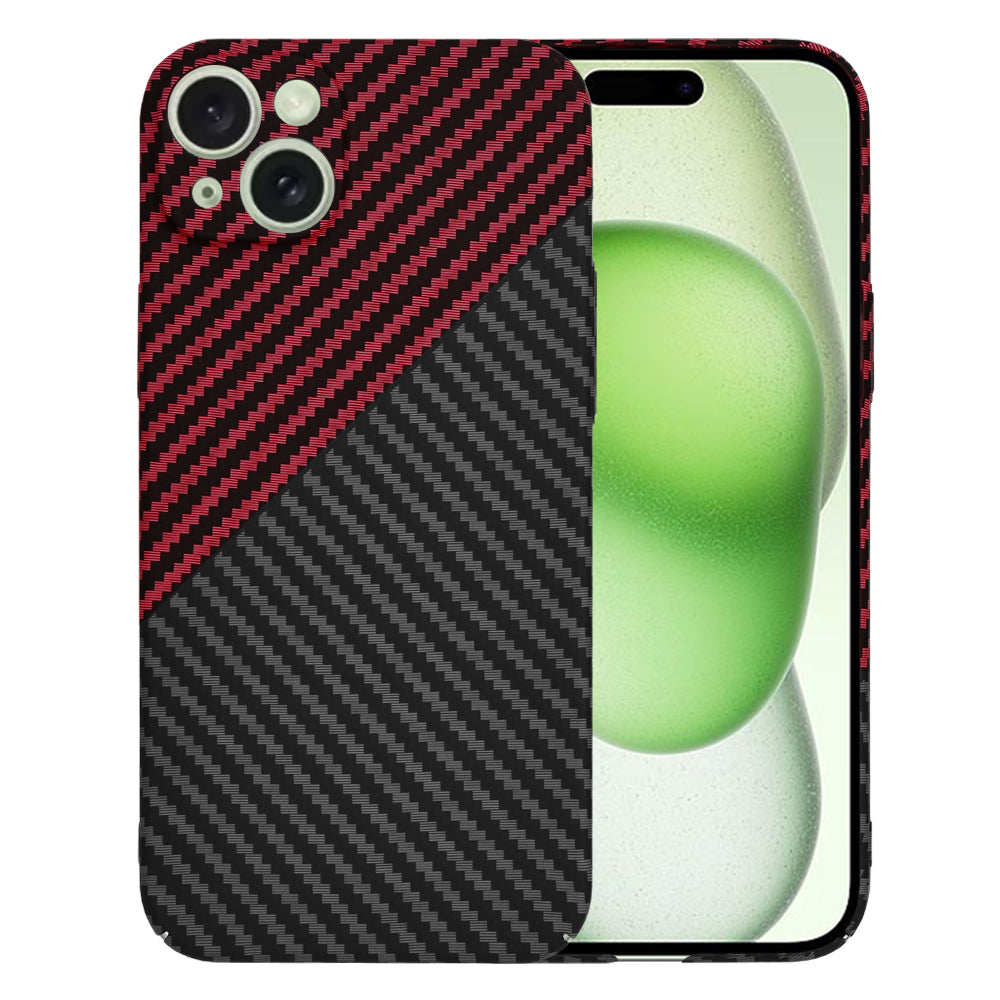 Hülle für Apple iPhone 15 Plus, Techsuit, Carbonite FiberShell, Schwarz Rot
