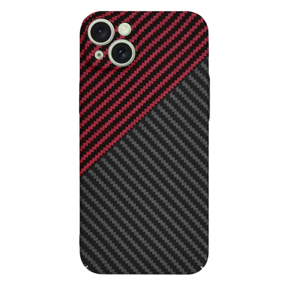 Hülle für Apple iPhone 15 Plus, Techsuit, Carbonite FiberShell, Schwarz Rot