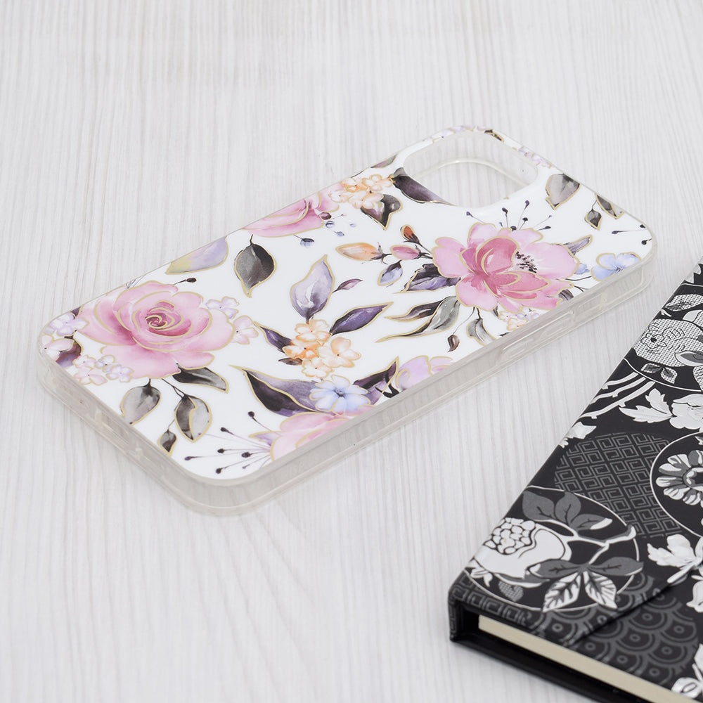 Hülle für Apple iPhone 15 Plus, Techsuit, Marble, Weiß