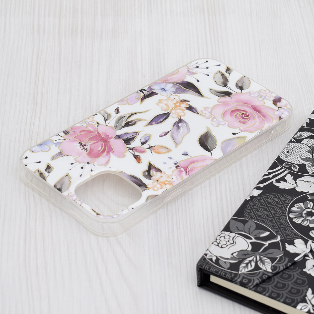 Hülle für Apple iPhone 15 Plus, Techsuit, Marble, Weiß